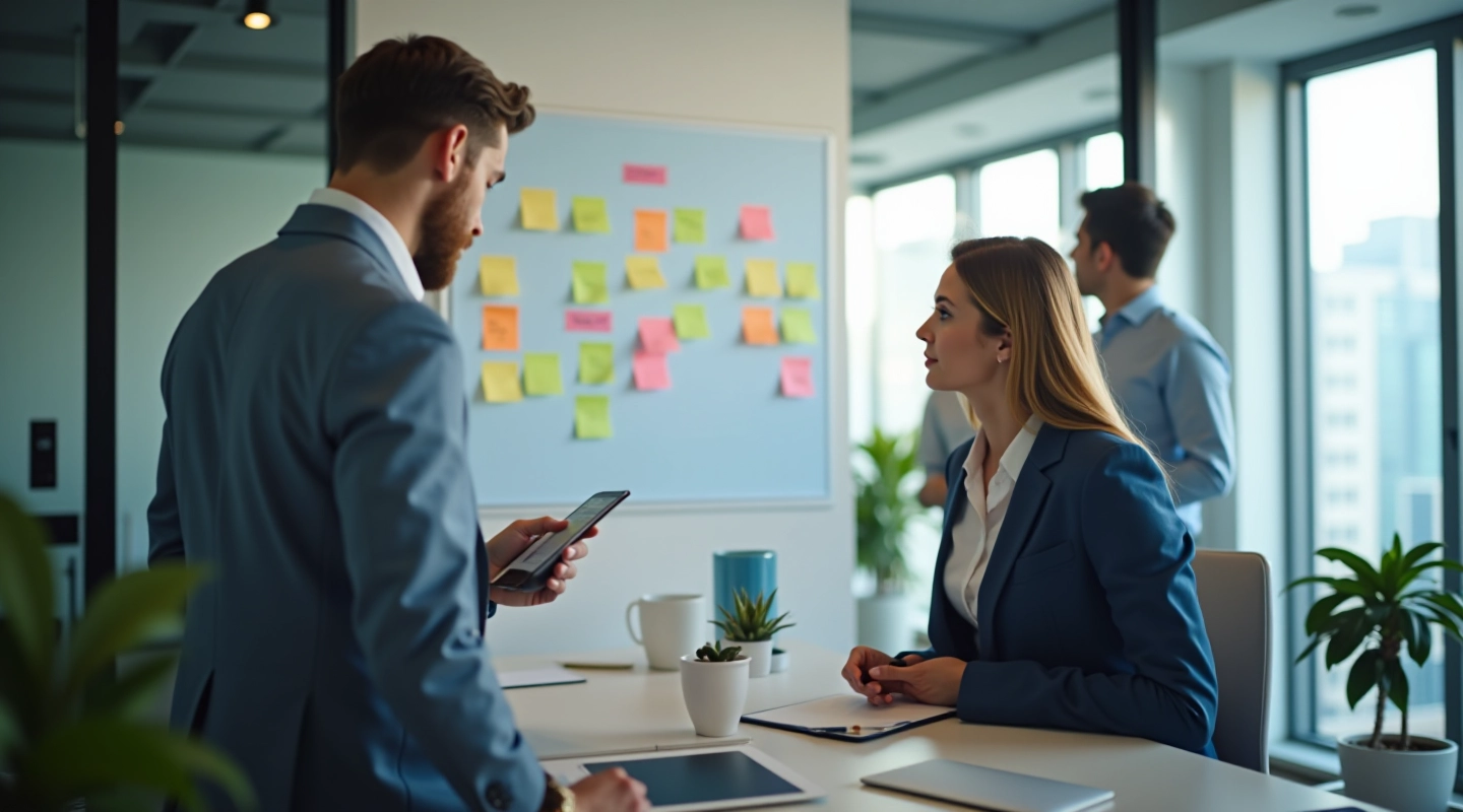 Modern agile team workspace with sprint board and collaboration tools