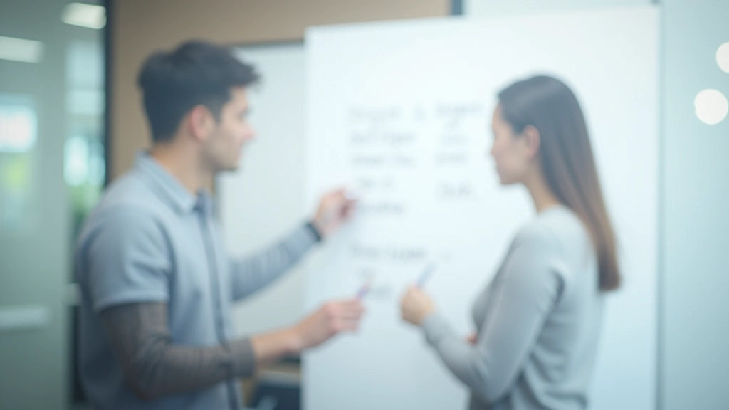 Two team members standing at a whiteboard, writing sprint goals and user stories with markers